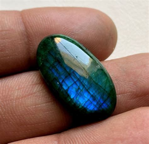 Green Rainbow Moonstone Cabochon For Making Jewelry Natural Etsy