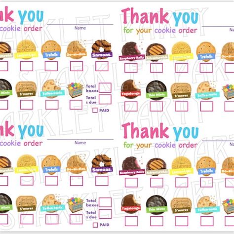 Lbb Girl Scout Cookie Order Thank You Printable Little Brownie Etsy