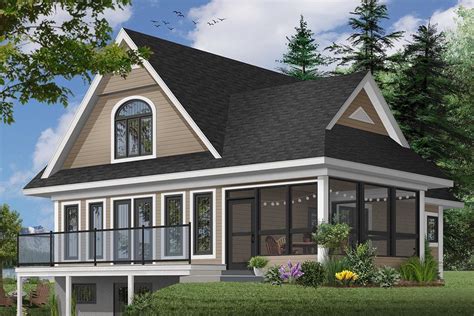 Plan 2104dr Sloping Lot Vacation Home Plan Country Cottage House