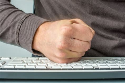 Fist On Computer Keyboard Stock Image Image Of Keyboard 10771815