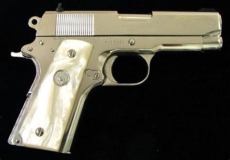 Colt Officers Model 45 Acp Caliber Pistol Bright Stainless Model With