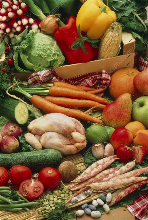 Selection Of Healthy Vegetables Fruit And Meats Stock Image H110