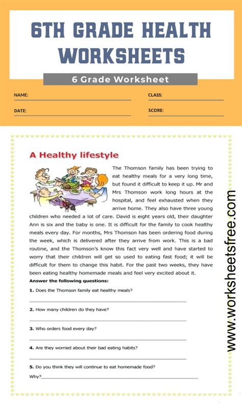 6th Grade Health Worksheets 1 Worksheets Free