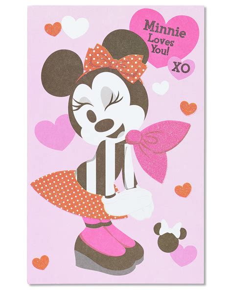American Greetings Minnie Mouse Hearts Day Valentines Day Card With Glitter