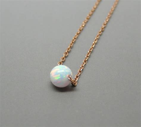 Opal Necklace Opal Jewelry Dainty Opal Bead Minimalist Etsy