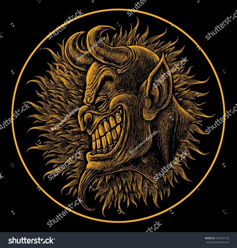 Angry Devil Head Demon Satan Fire Stock Illustration 549275128