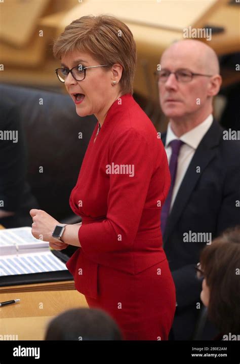 first minister nicola sturgeon in the debating chamber during fmqs at the scottish parliament in
