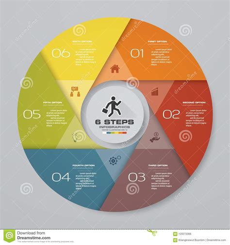 Abstract 6 Steps Pie Chart Infographics Elementsvector Illustration