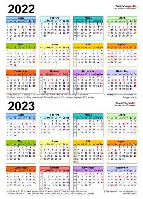Calendario 2022 Y 2023 En Word Excel Y Pdf Calendarpedia Free Hot