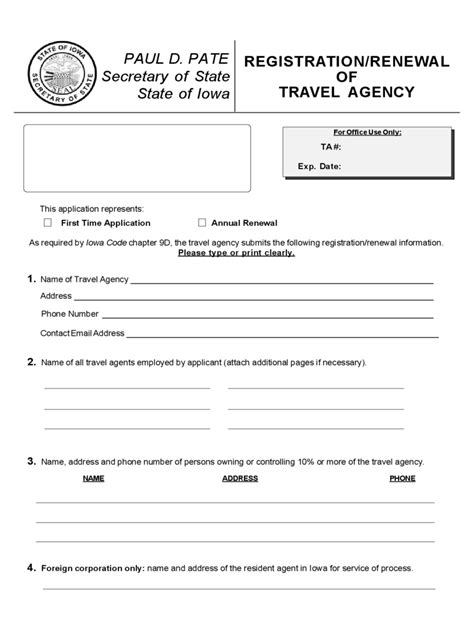 Travel Agency Registration Form 2 Free Templates In Pdf Word Excel