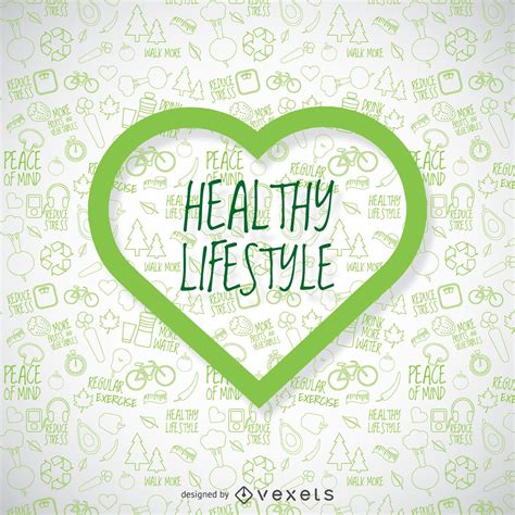 Healthy Lifestyle Wallpaper With Green Heart Vector Download Food