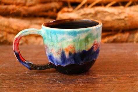 Rainbow Mug Pottery Mug 11 Oz Handmade Ceramic Mug Ready Etsy