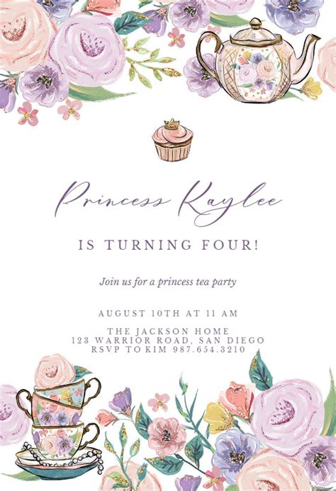Princess Tea Party Birthday Invitation Template Greetings Island