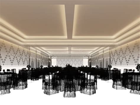 Banquet Hall Design 3d Stock Illustration Illustration Of Cutlery