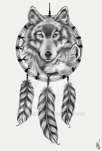 25 Dreamcatcher Wolf Tattoo Designs Images And Pictures