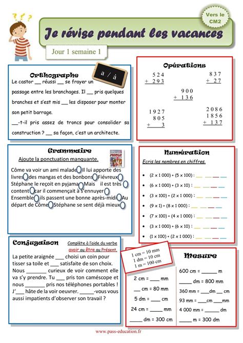 Rafraîchissement de la merci enormement pour ce travail ! Cahier de vacances gratuit à imprimer - CM1 vers le CM2 - Juillet en 2020 | Cahier de vacances ...