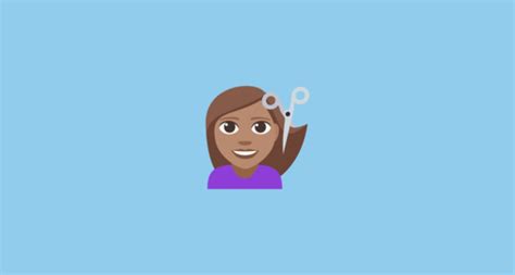 The emoji shows a person with scissors ready to get a haircut. 💇🏽 Person Getting Haircut: Medium Skin Tone Emoji on ...