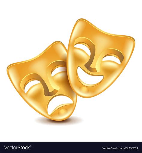 Theatre Masks Isolated On White Vector Image On Vectorstock Theatre