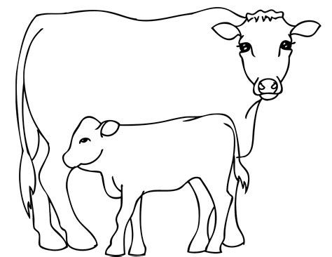 Desenhos de Colorir Mamãe Vaca e Bezerro para imprimir pintar e colorir