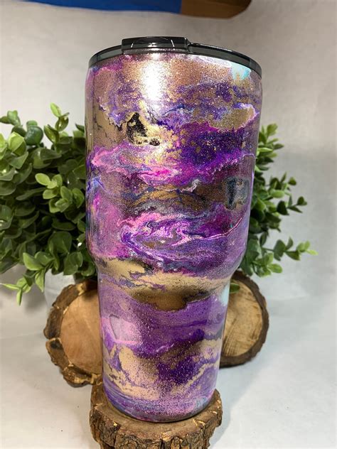 glitter and alcohol ink swirl tumbler etsy