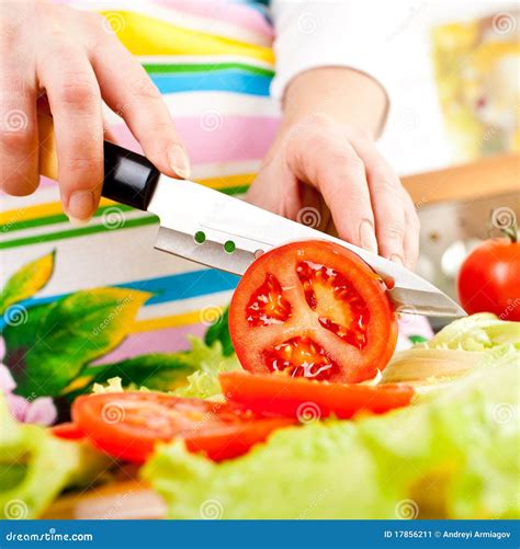 Woman S Hands Cutting Vegetables Stock Image Image Of Chopping Close