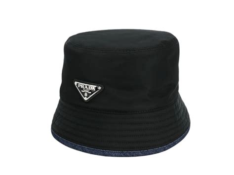 Sasom เครื่องประดับ Prada Re Nylon And Denim Bucket Hat Black เช็ค