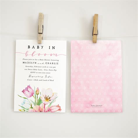 Baby In Bloom Tulip Spring Baby Shower Invitation Spring Floral Baby