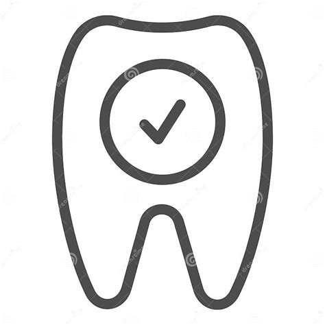 Tooth Check Line Icon Healthy Tooth Vector Illustration Isolated On