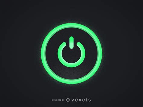 Green Computer Power Button Vector Download