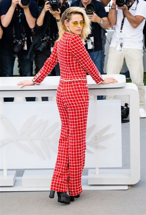 Kristen Stewart Wore A Red Chanel Suit With No Bra In Sight To Cannes