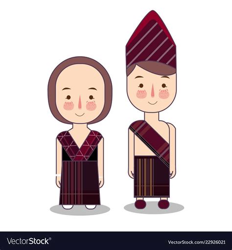 Batak Couple Traditional National Clothes Of Vector Image Wedding