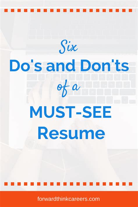 The old saying, you only have one chance to make a first impression, is definitely true when meeting someone in person, and it is just as important when you are writing to someone regarding a potential job opportunity. 6 Do's & Don'ts of a Must-See Resume | Job resume, Resume ...