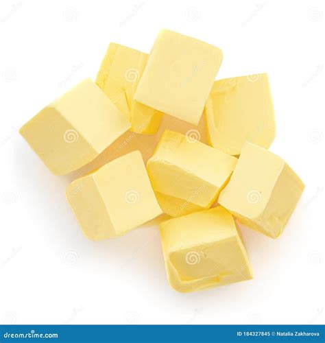 Pieces Of Butter Isolated On White Background Fresh Butter Cubes Top