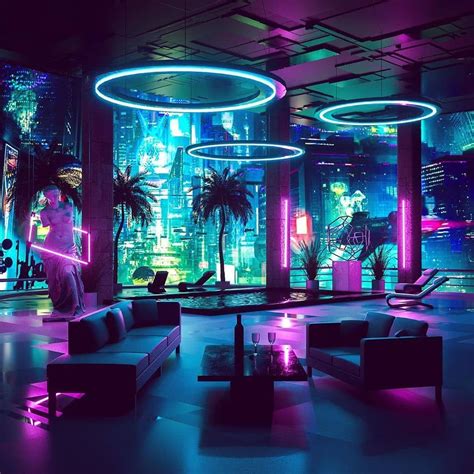 Cyberpunk Louge Artconcept Nightclub Design Neon Room Neon