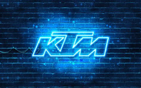 Download Wallpapers Ktm Blue Logo 4k Blue Brickwall Ktm Logo