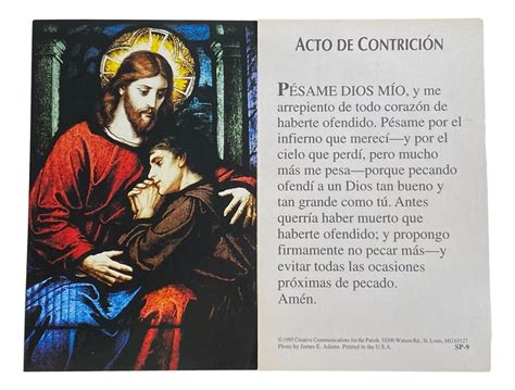 Prayer Card Acto De Contricion Etsy
