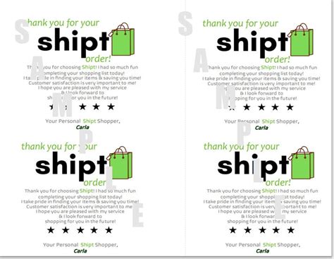 Shipt Shopper Thank You Card For Customer Thank You Note Etsy
