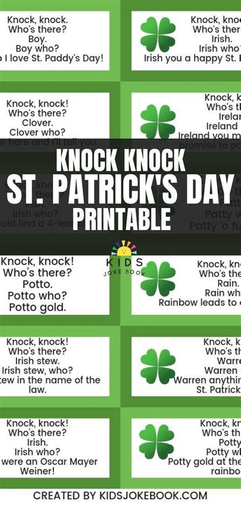 Here are our 60+ dirty knock knock jokes that are so ridiculous and at the same time trending and satisfying! 15+ St. Patrick's Day Knock Knock Jokes For Kids in 2020 ...