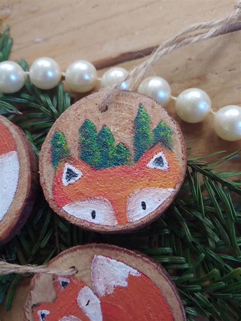 Your discount will automatically be applied at checkout. Fox Ornament Set Wood Slice Foxes Christmas Ornament Set ...