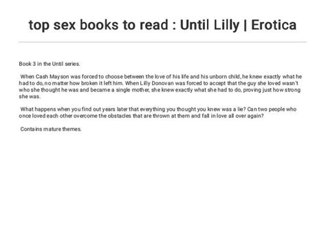 Top Sex Books To Read Until Lilly Erotica