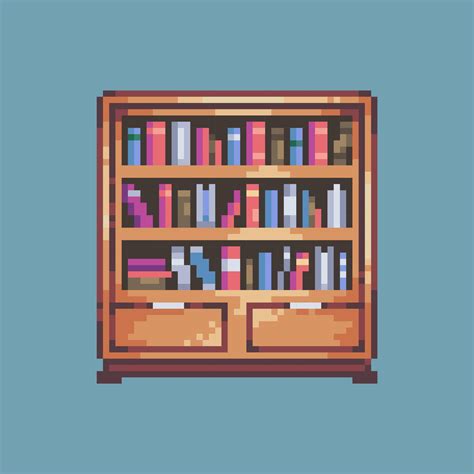 Pixel Art Bookshelf For Game Assets And Development 7530657 Vector Art