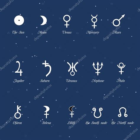 Símbolos astrológicos conjunto de signos de los planetas Stock Vector