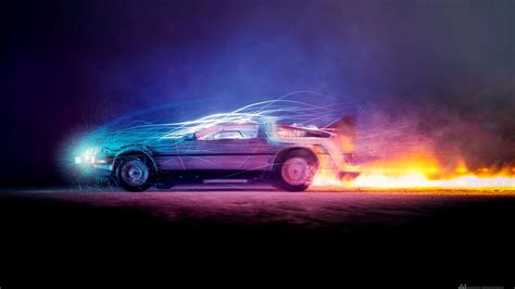 1920x1080 Car Lights Flame Back To The Future Laptop Full Hd 1080p Hd