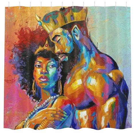 Ouneed Shower Curtains Simple African Couple Printing Waterproof Cute