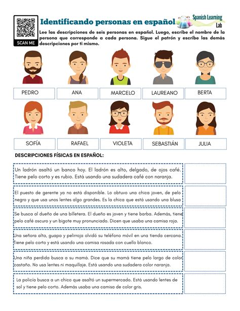 Identifying People In Spanish Pdf Worksheet Spanishlearninglab