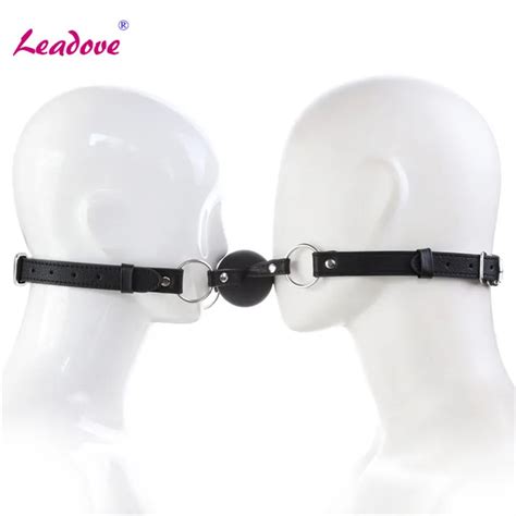Solid Silicone Ball Dual Strap Design Double Mouth Gag Leather Ball Gags Bdsm Bondage Restraints