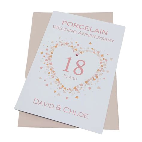 18th Wedding Anniversary Card Porcelain 18 Year Eighteenth Etsy