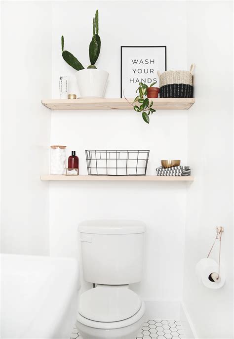 Selection of bathroom storages must be in accordance with the function, size, and capacity in storing goods. DIY Bathroom Shelves - The Merrythought