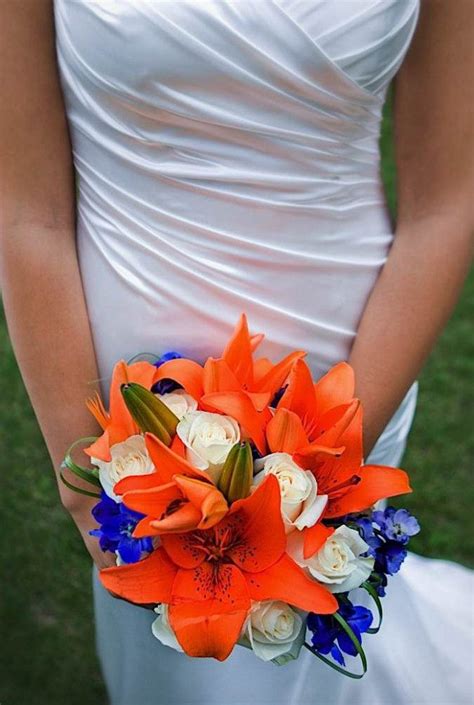 Flowers Cobalt Blue And Bright Orange Wedding Inspiration Pintere