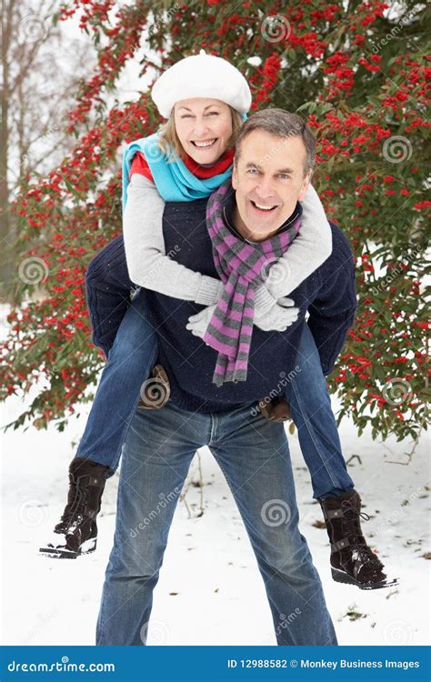 Senior Couple Outside In Snowy Landscape Stock Photo Image Of Female